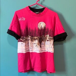 Vintage 90s Park City Utah, full moon wolf T-shirt medium USA